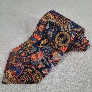 Vintage Ralph Marlin State Police Emblem Men's Necktie Multicolor USA